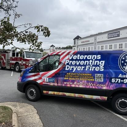 commercial air duct and dryer vent cleaning: a real AirDuctVet service van ready for a customer appointment