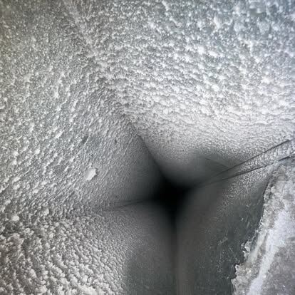 air duct mold & odor control: an accessible air duct interior photographed during service