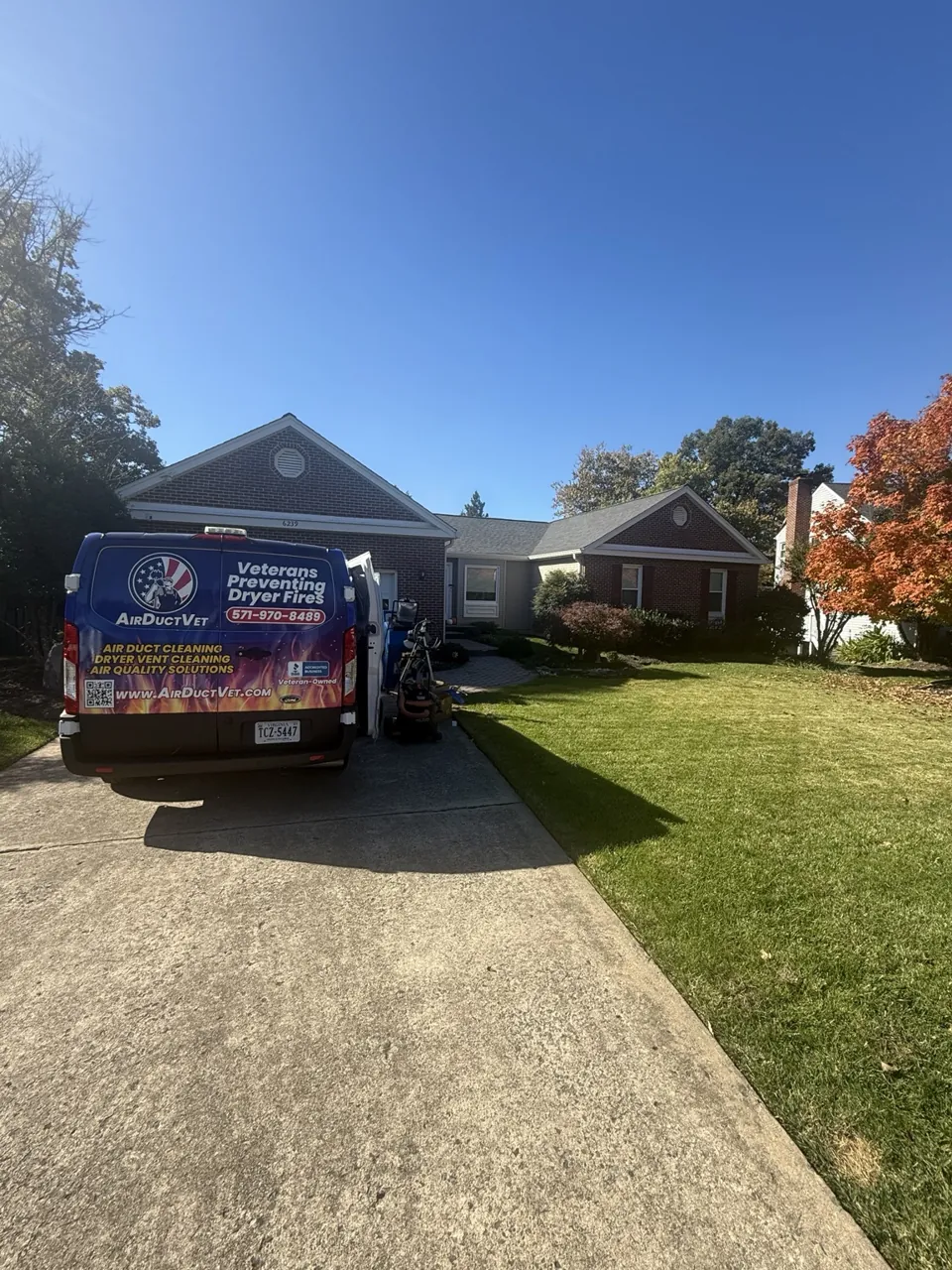 AirDuctVet van and equipment at the two-system Clifton residential air duct cleaning and sanitizing project