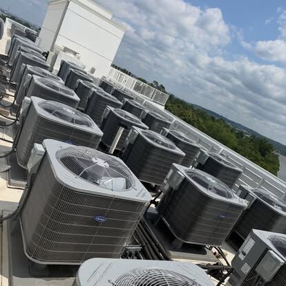 air duct cleaning equipment: commercial rooftop HVAC equipment photographed during an AirDuctVet project