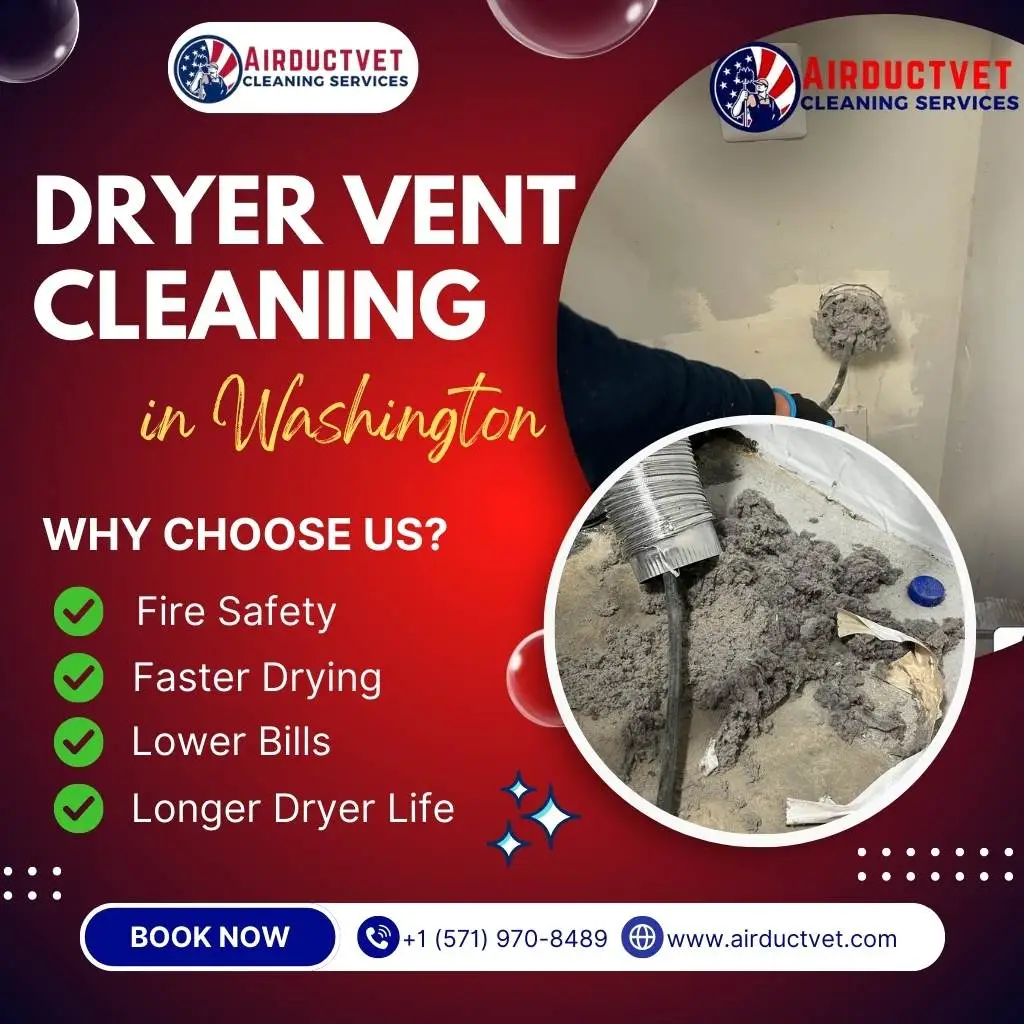 Dryer Vent Cleaning Washington DC – Best 5-Star Service 1 Dryer Vent Cleaning Washington DC by AirDuctVet – Technician removing heavy lint buildup to improve safety and dryer performance.