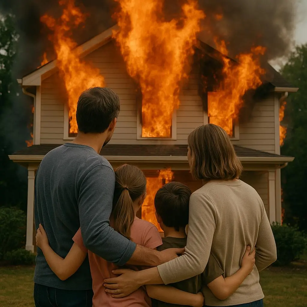 Top 5 Shocking Dryer Vent Fire Hazards You Must Avoid Today 5 Family watches their home engulfed in flames due to an unexpected dryer vent fire hazard.