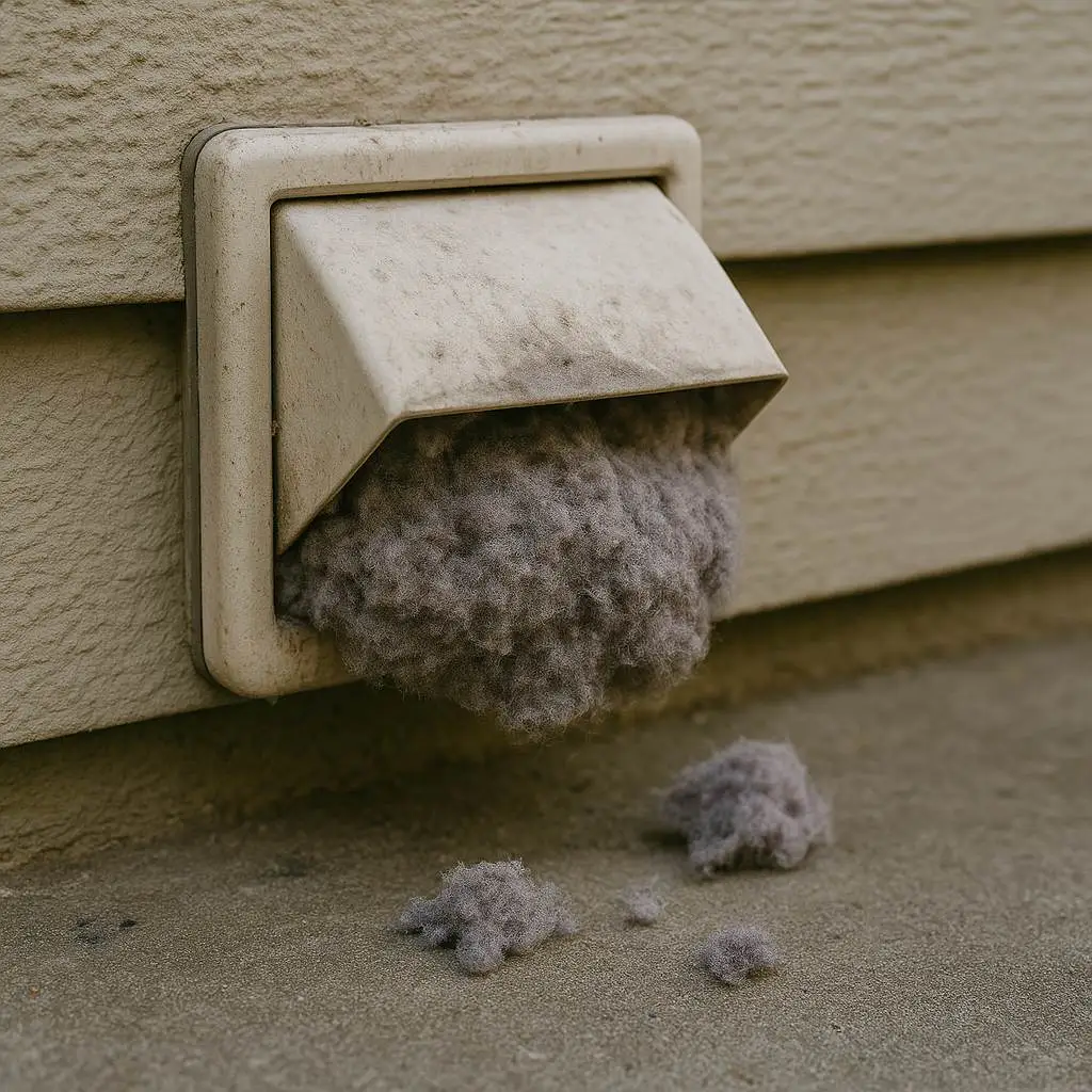Top 5 Blocked Dryer Vent Warning Signs – Avoid Costly Repairs! 26 Clogged Exterior Dryer Vent with Lint Buildup - Fire Risk