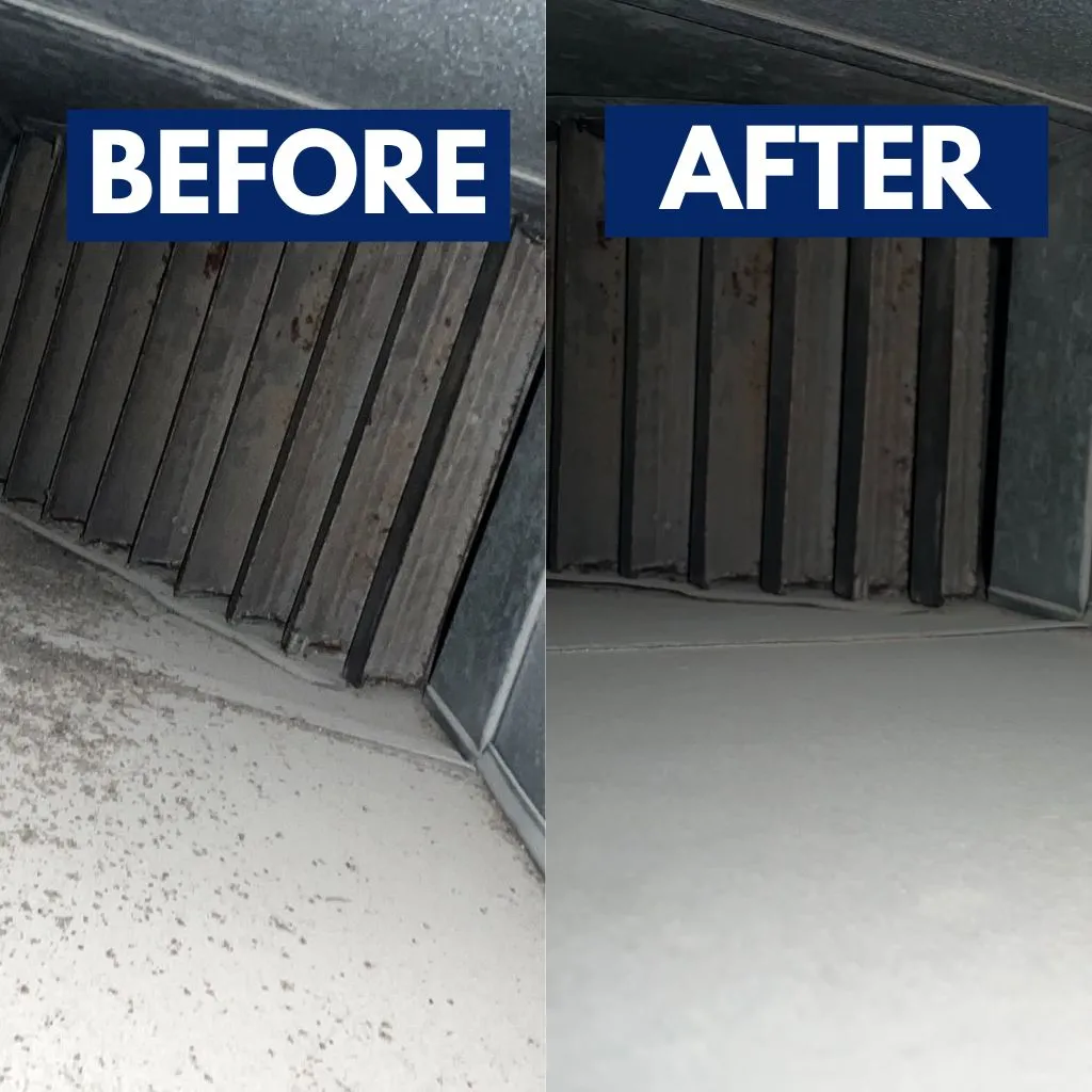 SBA Certification air duct cleaning before and after comparison showing cleaner vents after Air Duct Vet certified service