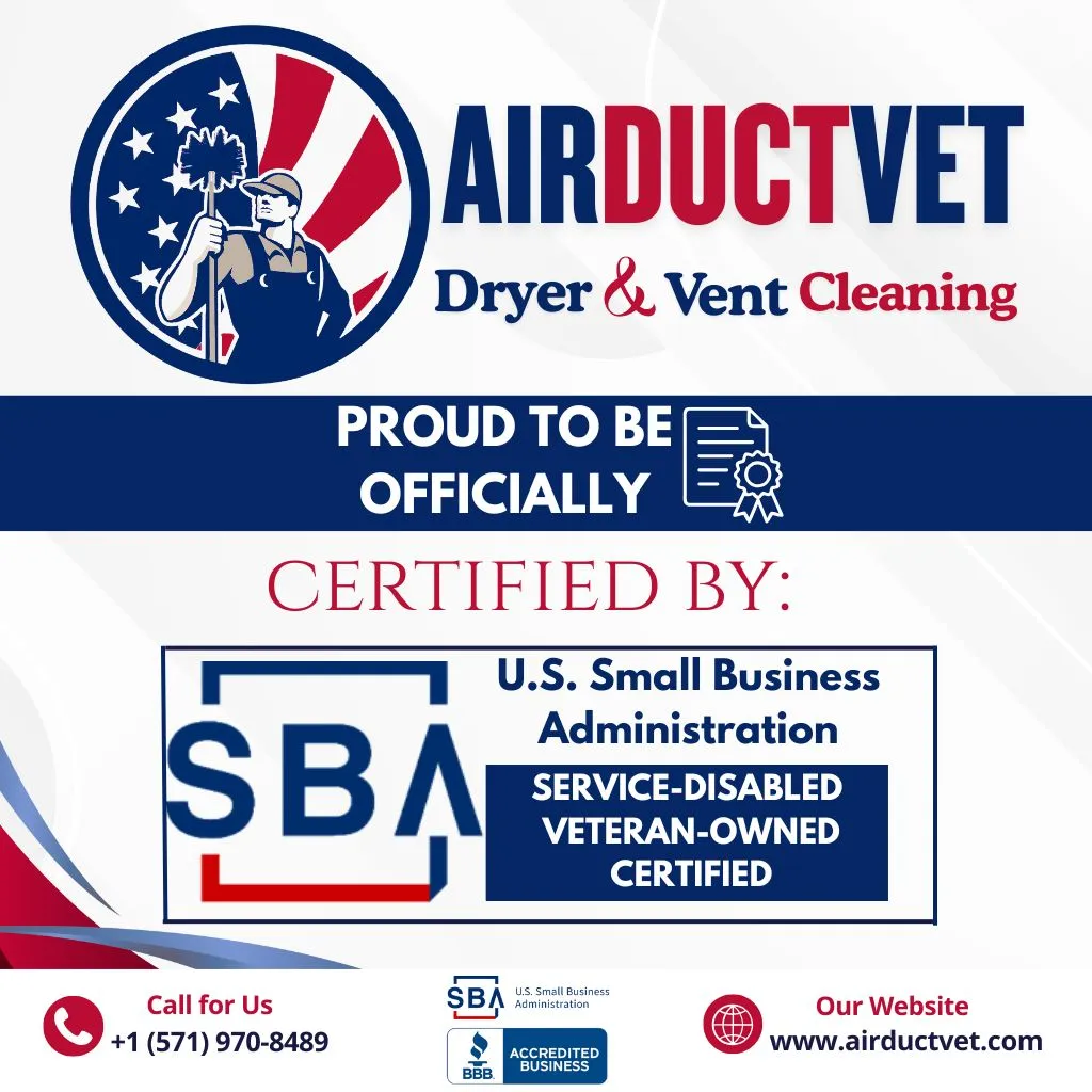 SBA Certification official announcement showing Air Duct Vet recognized as a Service-Disabled Veteran-Owned business by the U.S. Small Business Administration