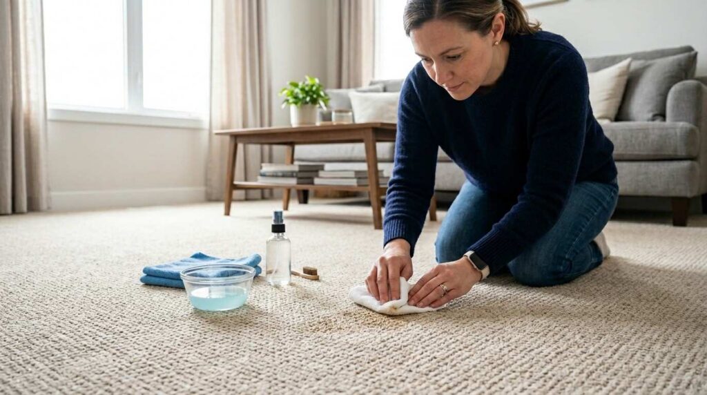 Homeowner cleaning carpet stain 202605221625 1air duct vet services