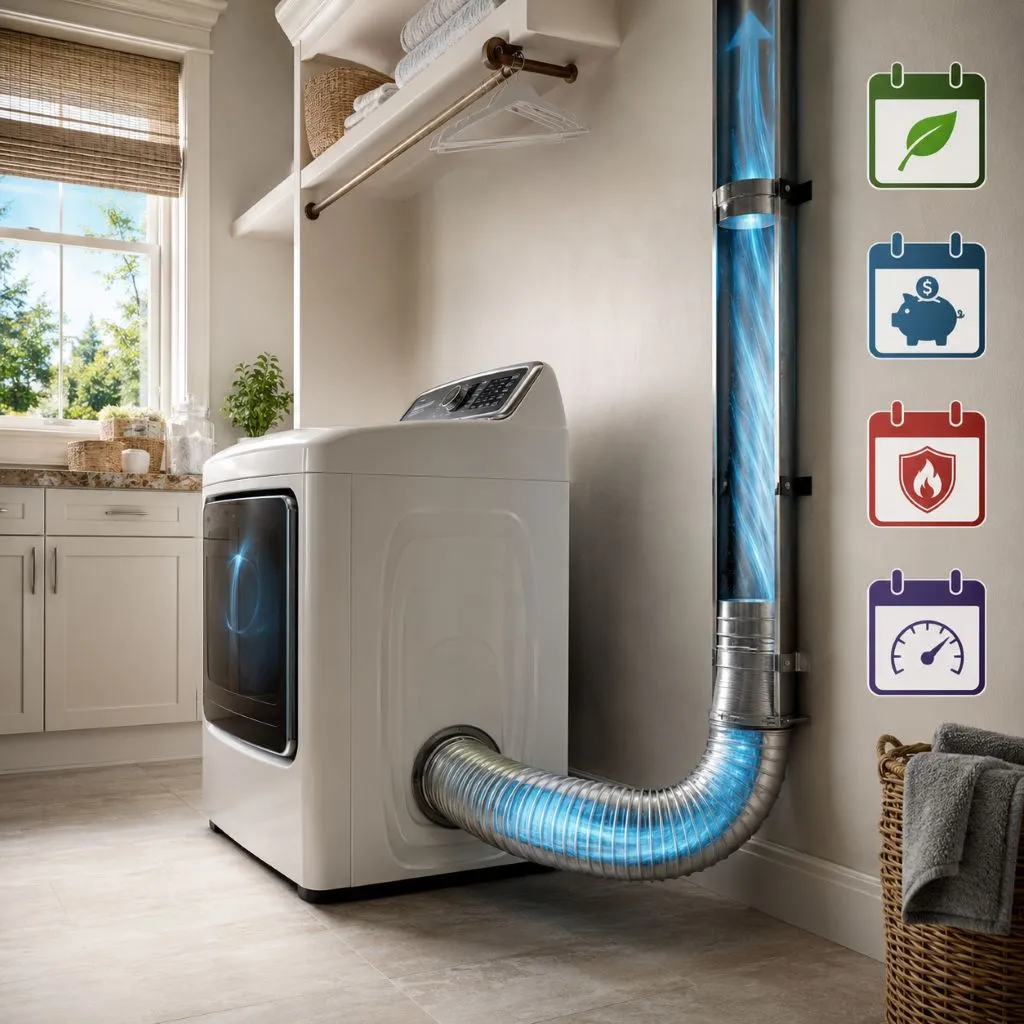 Clean dryer vent system with strong airflow illustrating how often to clean dryer vents in Raleigh NC for safety and efficiency